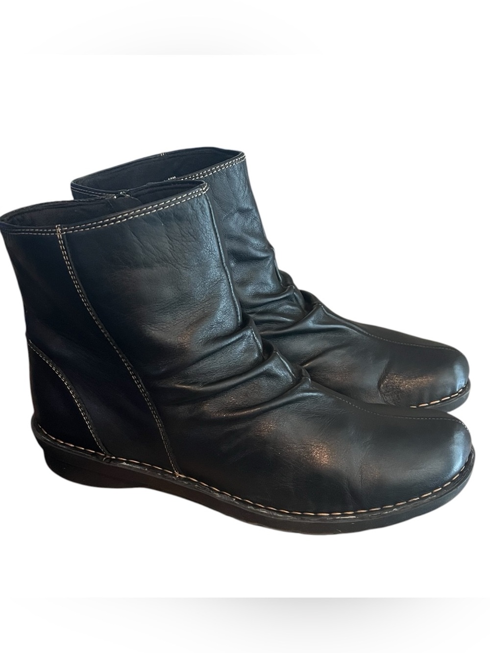 Clarks Orinoco Boots Womens 10M Club Black Leather Chelsea Ankle
